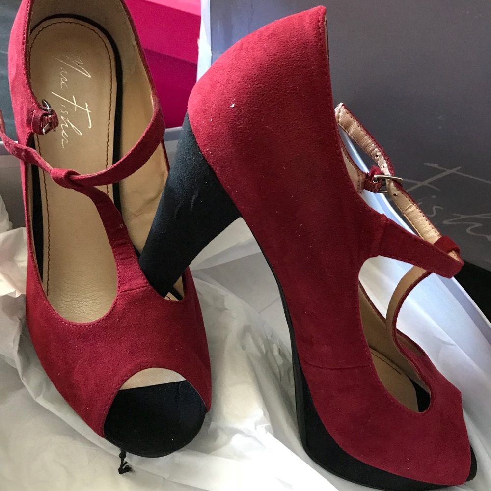 Marc Fisher Red T-Strap Heels